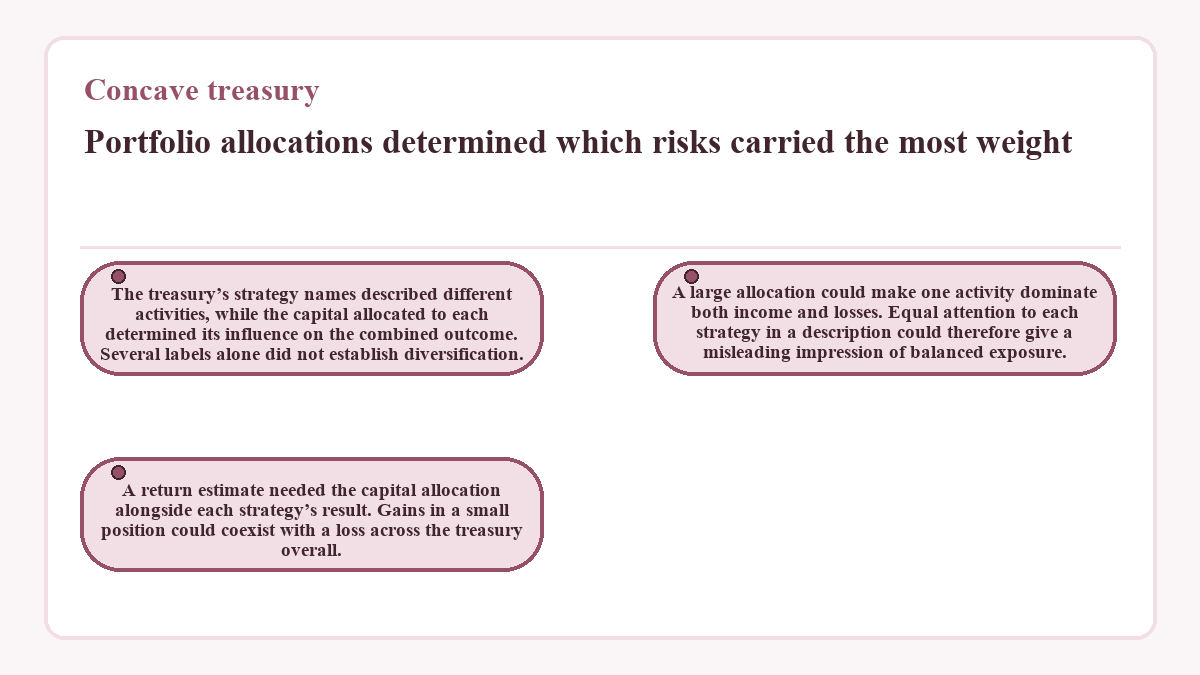 Visual outline: Portfolio allocations determined which risks carried the most weight (Concave treasury)